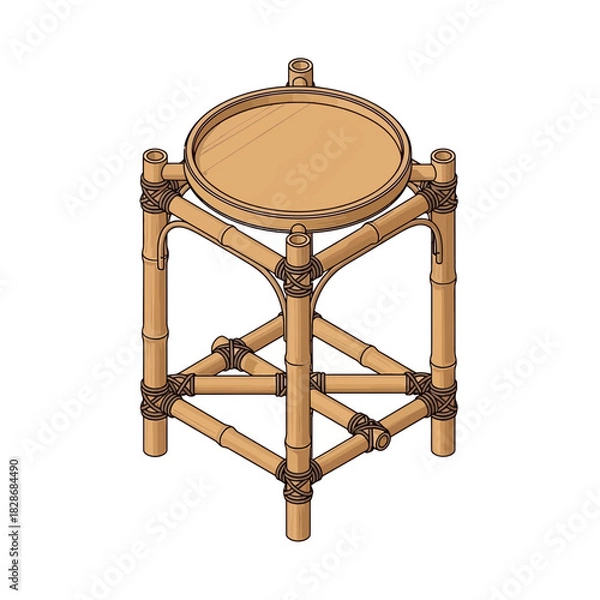 Fototapeta Elegant Bamboo Stool: An Eco-Friendly Furnishing Solution for Your Home Decor