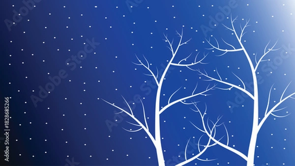 Obraz Christmas winter landscape background snow falling illustration background vector