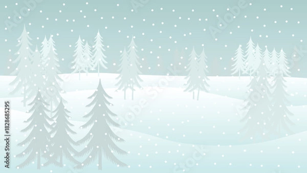 Obraz Christmas winter landscape background snow falling illustration background vector