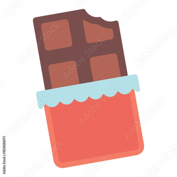 Obraz bitten chocolate bar eat flat icon
