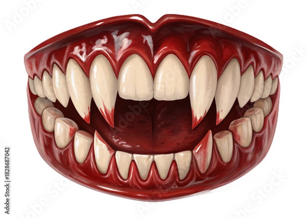 Fototapeta vampire-dentures on a isolated transparent background	