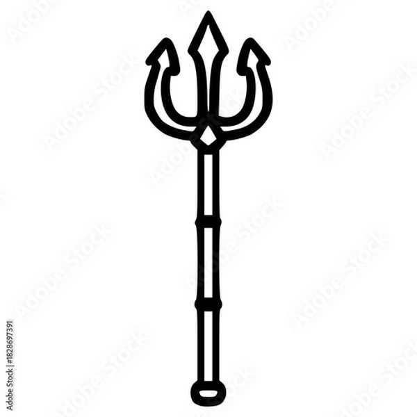 Fototapeta doodle trident illustration hand drawn outline vector