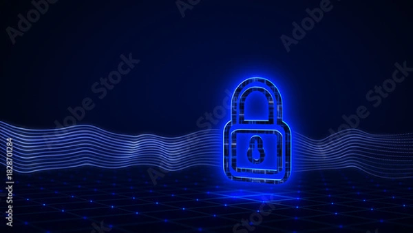 Fototapeta Cyber Network Padlock Animation for Data Protection and Online Security Concept