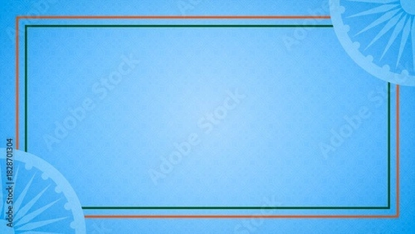 Fototapeta Ashoka Chakra Frame with Green and Saffron Border For Patriotic Background