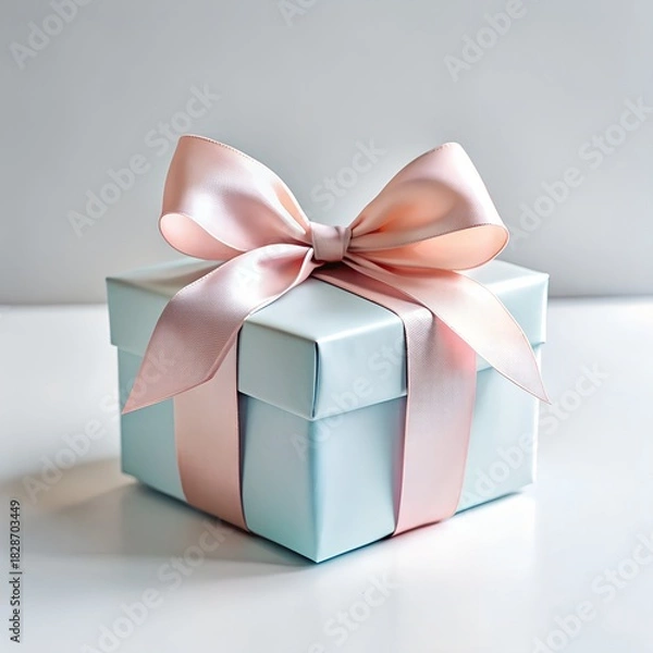 Obraz white gift box with ribbon