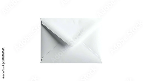 Fototapeta White envelope centered, triangle flap, against black background