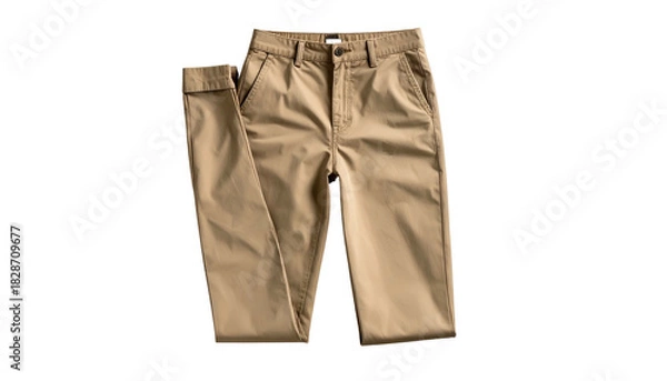 Fototapeta Folded tan pants with casual rolled hem on a black backdrop