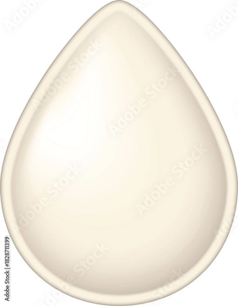 Fototapeta Single beige liquid drop isolated on white. Illustration of cream or milk droplet icon. Symbol for moisture and skincare