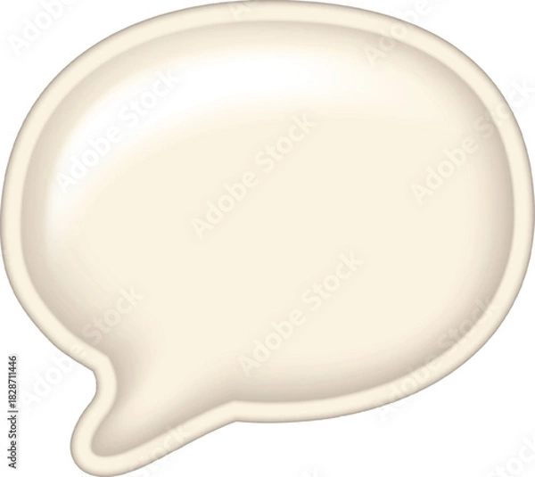 Fototapeta Blank speech bubble isolated on white. Beige chat balloon with copy space for text. Empty message box template