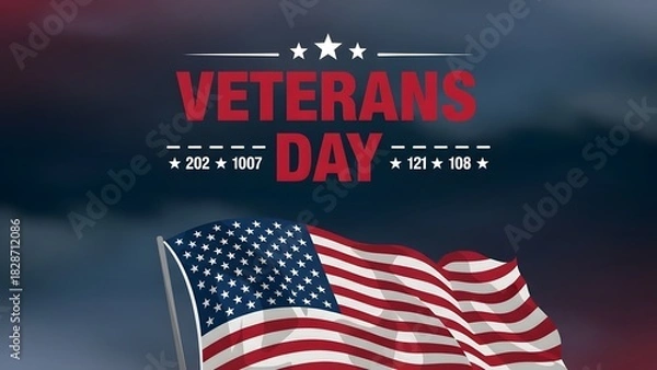 Obraz Honoring veterans with a patriotic American flag waving proudly