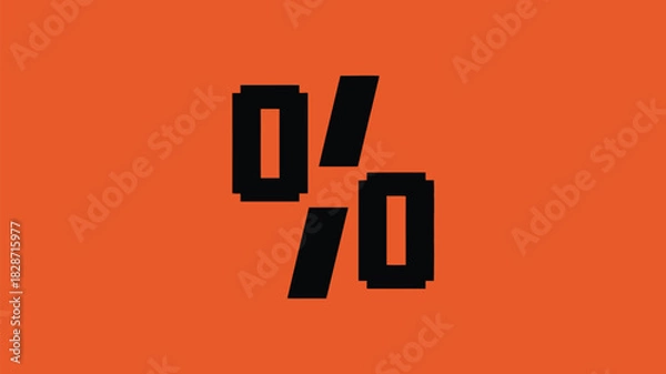 Obraz Vibrant orange background with bold pixelated percentage sign, perfect for sales promotions and discount campaigns with a modern retro aesthetic