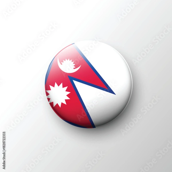 Obraz Glossy circular Nepal flag symbol