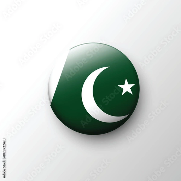 Obraz Shiny circular Pakistan flag icon