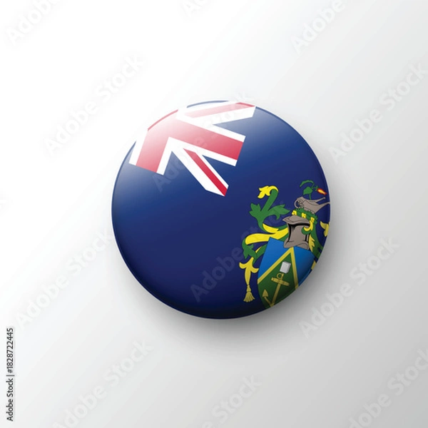 Obraz Glossy Pitcairn Islands flag round badge