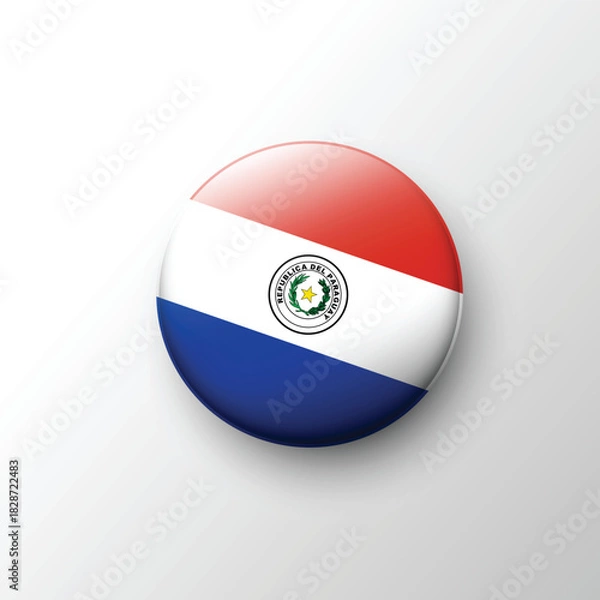 Obraz Shiny Paraguay flag circular badge