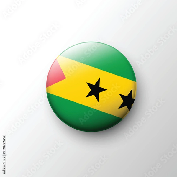 Fototapeta Glossy round icon of São Tomé and Príncipe flag