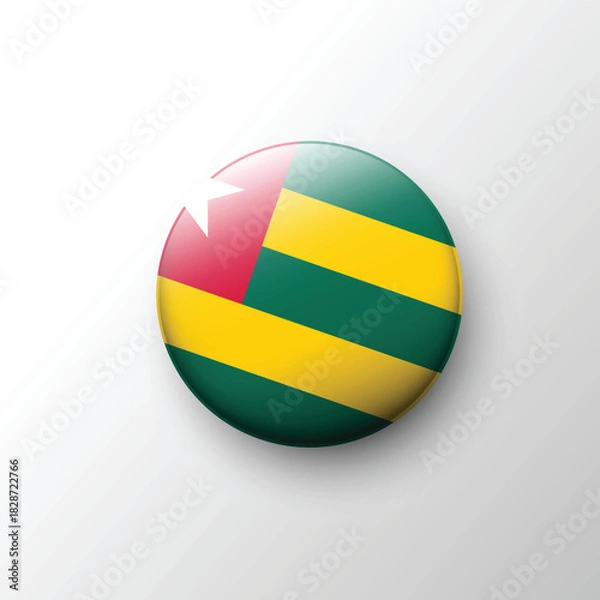 Fototapeta Glossy round icon of Togo national flag