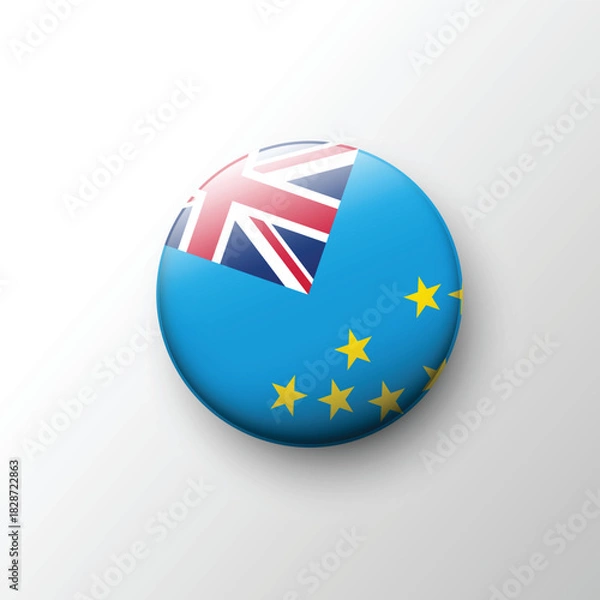 Obraz Glossy round icon of Tuvalu national flag