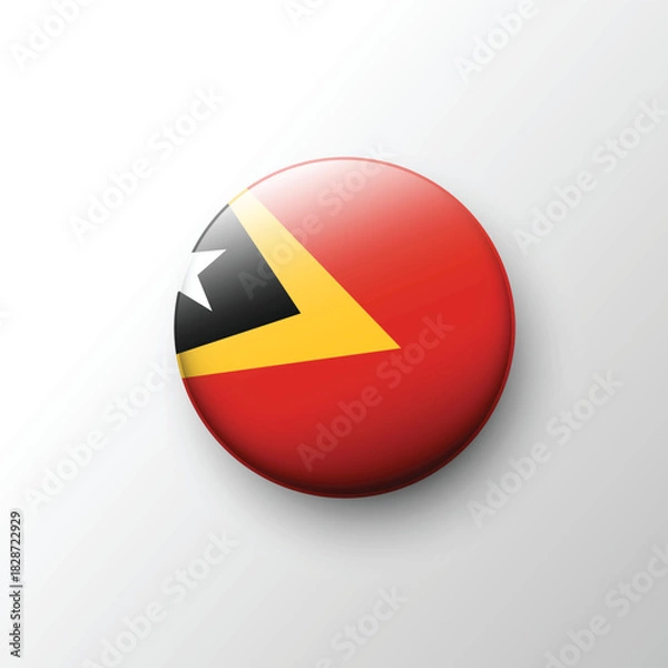 Obraz Glossy round icon of Timor-Leste national flag