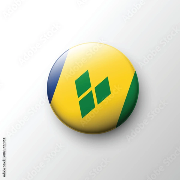 Obraz Glossy round icon of Saint Vincent and the Grenadines flag