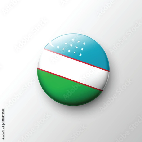 Fototapeta Glossy round icon of Uzbekistan national flag