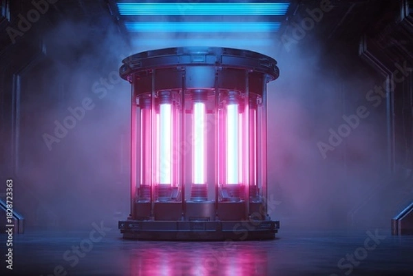 Obraz Futuristic robotic AI powered energy core glowing sci fi chamber