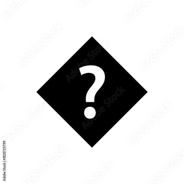 Obraz White Question mark sign in black rhombus icon