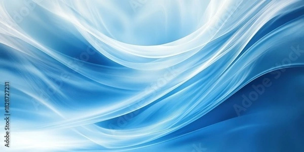 Fototapeta Blue abstract wave background with fluid motion and smooth swirling lines. Elegant texture featuring soft gradients and contemporary design for modern visuals.