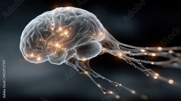 Fototapeta Brain with Neural Connections - A Visual Representation of Cognitive Function.