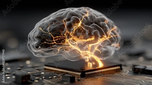 Fototapeta Brain on a Chip - Artificial Intelligence and Technology.