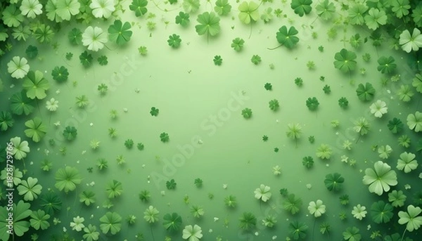 Fototapeta Soft focus green floral background with bokeh effect and copy space