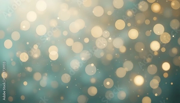 Fototapeta Soft bokeh lights background with golden and teal hues
