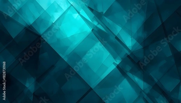 Fototapeta Abstract teal and blue geometric overlay with light streaks