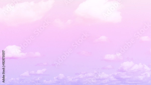 Fototapeta a natural sky background with soft white clouds against a dreamy pastel gradient of pink, lilac, and pale blue with significant empty space for text concept of digital backdrop, clean template