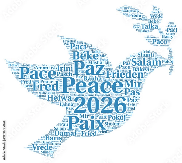 Fototapeta Peace 2026 word cloud in different languages