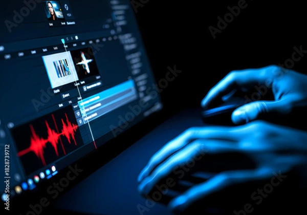 Obraz 映像編集　クローズアップ　パソコン　液晶　映像作成　クリエーター