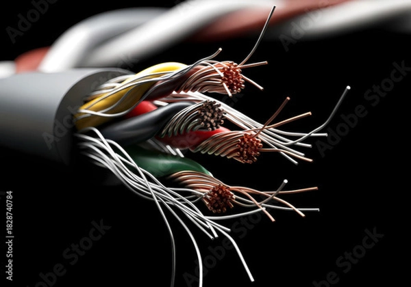 Obraz 剥き出しの電線端と通信ケーブルの構造　断線