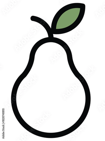 Fototapeta Fresh pear outline with leaf perfect for healthy eating concepts