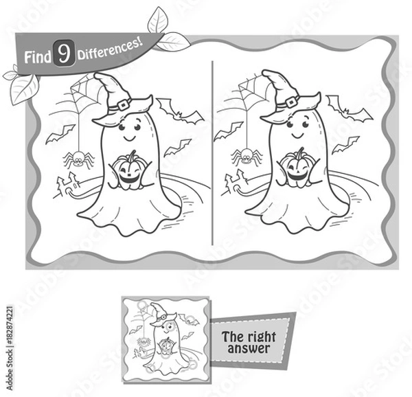 Obraz find 9 differences game halloween bringing
