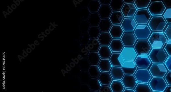Fototapeta abstract blue background with hexagons