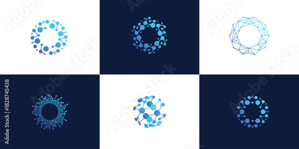 Obraz abstract technology connection vector logo design template set collection 