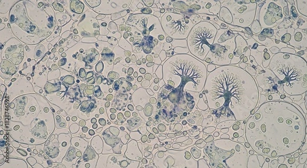 Fototapeta AMF colonization hotspots under microscope