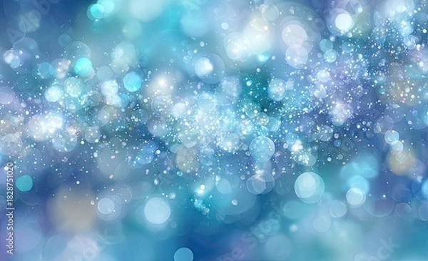 Obraz Abstract illustration of luminous, bokeh-like bubbles in varying shades of blue and white