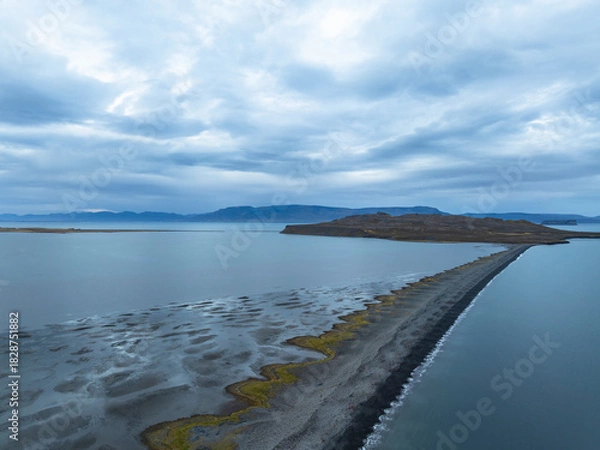 Obraz Aerial view of a coastline scenery with black beach in Iceland