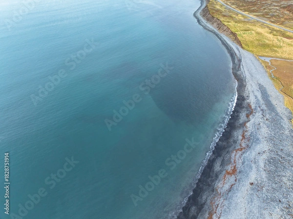 Obraz Aerial view of a coastline scenery with black beach in Iceland
