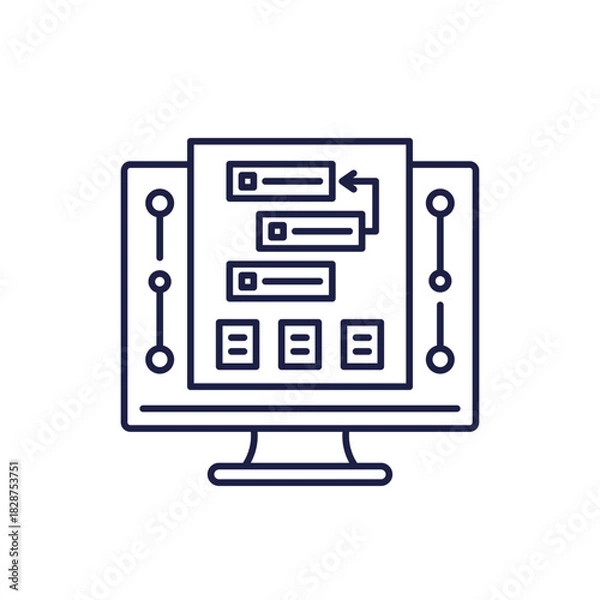 Obraz backlog icon, project management software line design