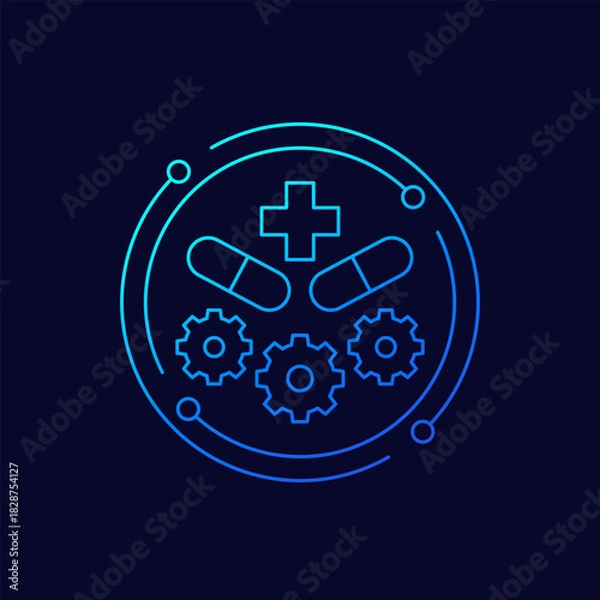 Obraz pharmaceutical industry icon, linear design