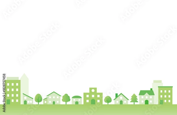 Obraz 緑の町並みシンプル背景イラスト
