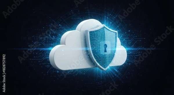 Obraz Secure cloud storage with advanced data encryption for business or personal use, ensuring safety and privacy of your valuable information with modern technology