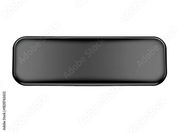 Obraz Metal black nameplate with rounded edges isolated on white background 